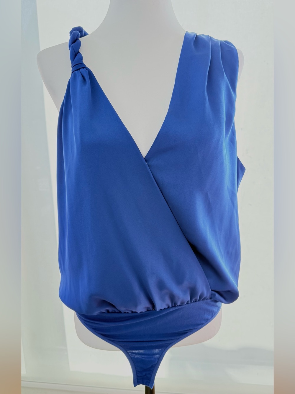 NWT Marciano Royal Blue Braided Strap Surplice Bodysuit